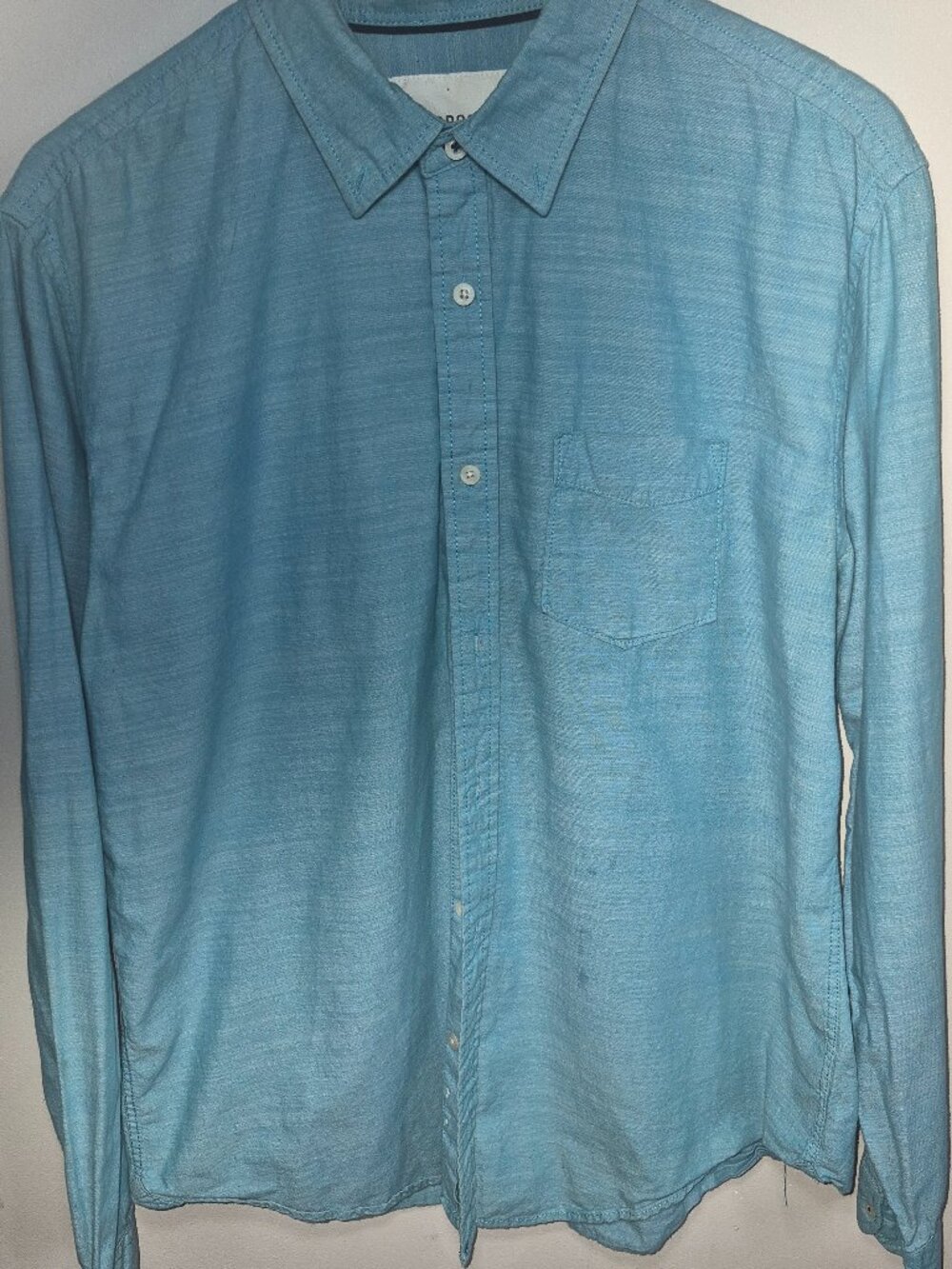 Aeropostale Mens Large Light Sky Blue Long Sleeve Button Down Shirt Pocket